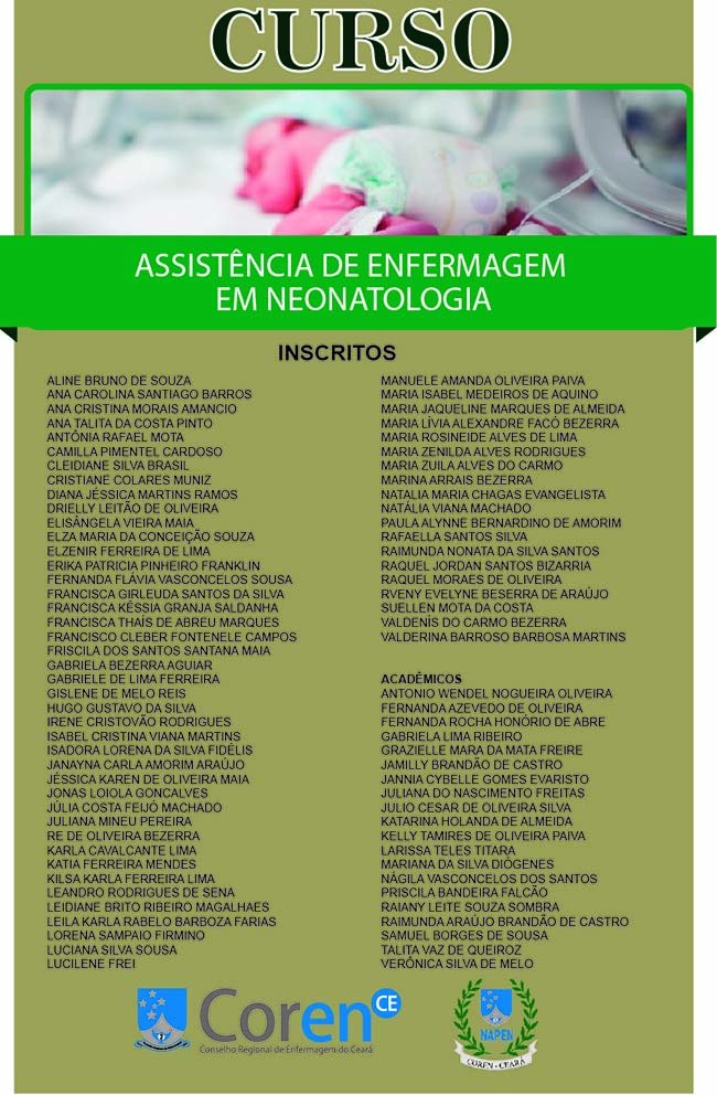 Coren CE divulga lista de inscritos no curso de Assistência de